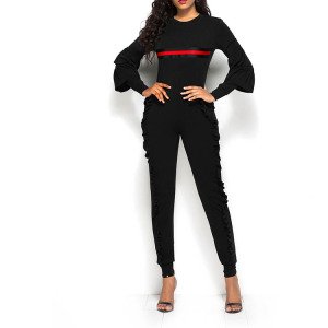 Sample Available Spring Autumn Multi Color Ruffles Long Sleeve Casual Jumpsuits Women 2019