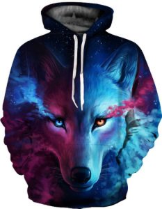 Spring Long Sleeved Cool Sweatshirts Couple 3D Wolf Printing Hoodies