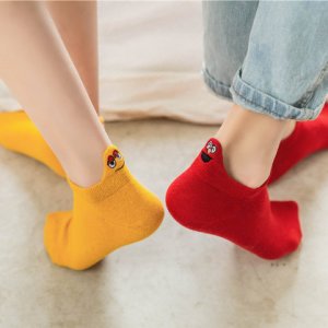 Summer cute embroidered smiling face ankle  socks women socks cotton medias young boys girls colorful women socks