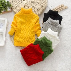 Unisex Boys and Girls Turtleneck Thick Knitted Winter Autumn Kids Pullover Sweater