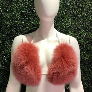 Wholesale beautiful new style women fur heel slippers&sex fox fur bra