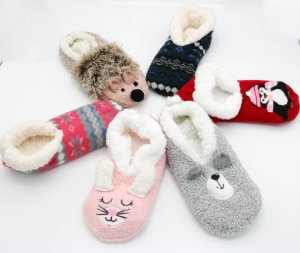 Women house soft sole indoor donkey warm soft fur slippers ladies fluffy hamburger plush faux fur winter indoor slippers