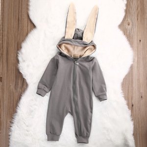 Wonderful Newborn Infant Baby Girl Boy Rabbit 3D Ears Warm Organic Romper Jumpsuit Hoodie Outfits Clothes With Zipper