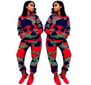 YMT6045 fashion casual hooded camouflage army women two piece suits