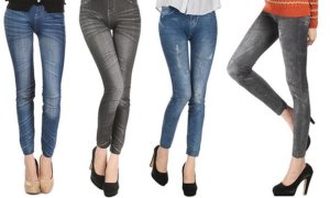Pack de 4 leggings pour femme effet jean