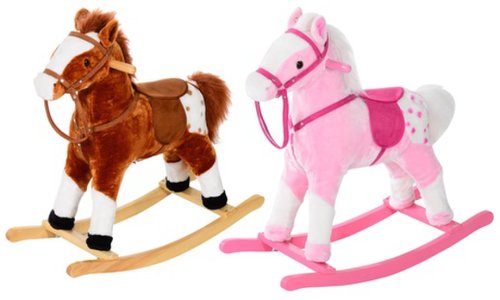HomCom Kids' Plush Rocking Horse with Sound Effects