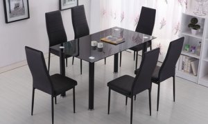 Rectangular Dining Table with Four or Six Chairs Set