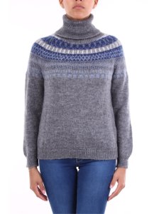 Crochè sweater with gray high collar