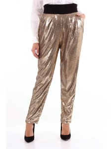 Parosh pantalone classico color oro paillettato
