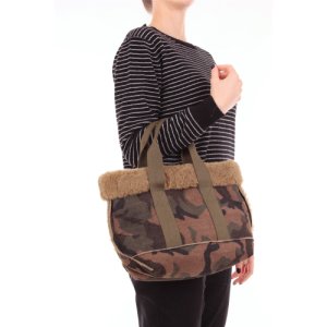 UN BILLION - borsa in lana camouflage con manici in tela