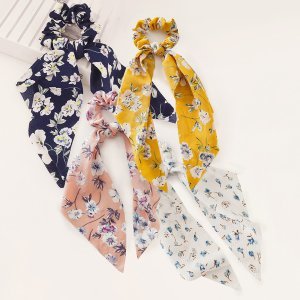 4-delige meisjes bloemenpatroon Scrunchie sjaal