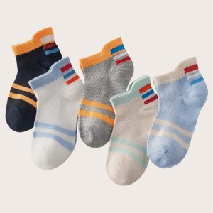 5 paar gestreepte sokken voor jongens