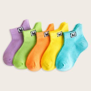 5 paar meisjes brief grafische sokken voor peuters