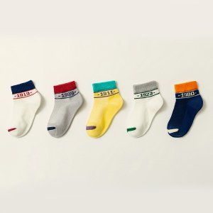 5 paar peuter jongens sokken met contrasterende rand
