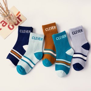 5 paar sokken voor jongens met grafische letters voor peuters