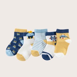 Shein - 5pairs sokken met patroon voor peuters en jongens