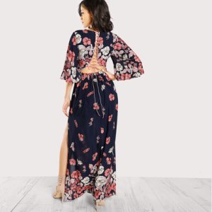 Shein - Florale lange jurk met split