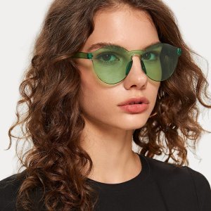 Groene randloze zonnebril