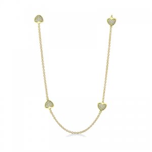 Lauren G Adams Gold Necklace with Pave Heart Charms