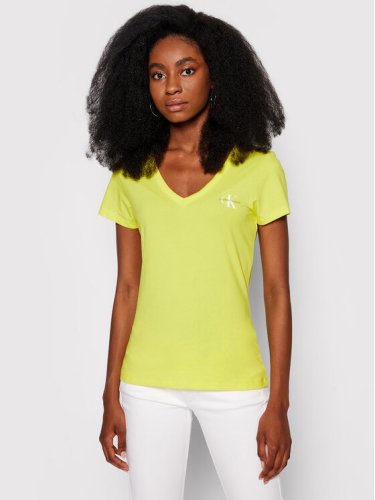 Calvin Klein Jeans T-Shirt Monogram J20J217166 Żółty Slim Fit