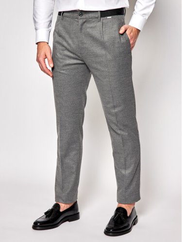 Calvin Klein Spodnie materiałowe Pleat K10K105705 Szary Tapered Fit