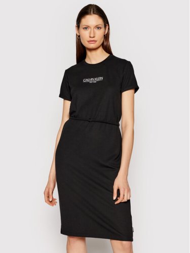Calvin Klein Sukienka codzienna Logo K20K202805 Czarny Regular Fit