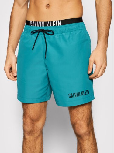 Calvin Klein Swimwear Szorty kąpielowe Medium Double Wb KM0KM00552 Zielony Regular Fit