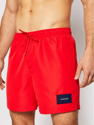 Calvin Klein Swimwear Szorty kąpielowe Medium Drawstring KM0KM00574 Czerwony Regular Fit
