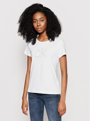 Calvin Klein T-Shirt Diamante K20K202639 Biały Slim Fit