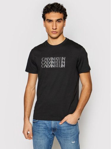 Calvin Klein T-Shirt Triple Center Logo K10K107158 Czarny Regular Fit