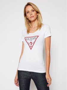 Guess T-Shirt Basic Triangle W83I17 K6YW0 Biały Slim Fit