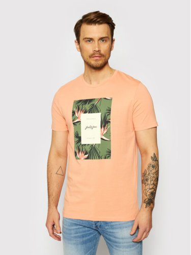 Jack&Jones T-Shirt Florall 12186330 Pomarańczowy Regular Fit