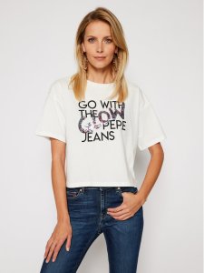Pepe Jeans T-Shirt Dina PL504510 Biały Relaxed Fit