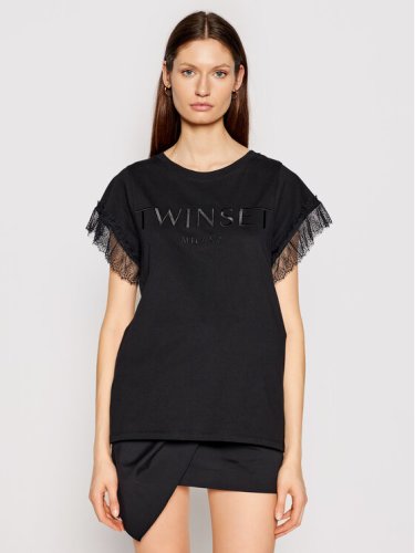 TwinSet T-Shirt 211TT2231 Czarny Regular Fit