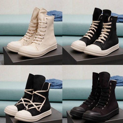 2021 Breathable Men Women Canvas Rick Boots High Top Male Fashion Owen Luxury Designer Sneakers Black Lace Up Mens Woman Shoes Trainers Size Eur 36 to 47