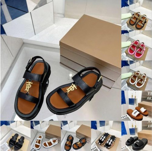 2022 Fashion Ladies Sandals Luxury Designer slippers woman slideshow Colored Canvas Letters Anatomy Leather Slides fiip flop Gladiator Sandals