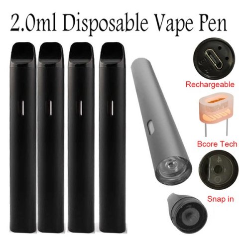 2ml Disposable Vape Pen Thick Oil Pod Round Pens Cartridges Rechargeable 350mah Battery Empty E-cigarette BCore Heating Ceramic Coil Vaporizer Custom Logo Package