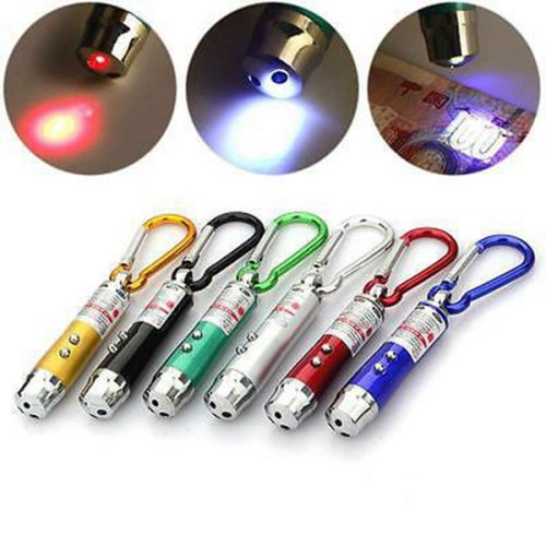 3 in 1 Multifunction Mini Laser Light Pointer UV LED Torch Flashlight Keychain Pen Torch Key Chain Flashlights ZZA994