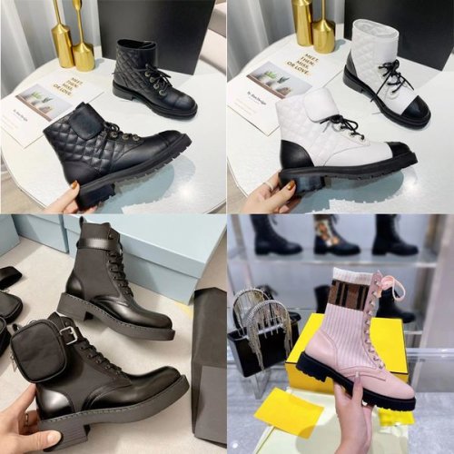 Boots Ankle Women Designers Rois Martin Boots and Nylon Boot military inspired combat bouch attached to the with bags size 35-42