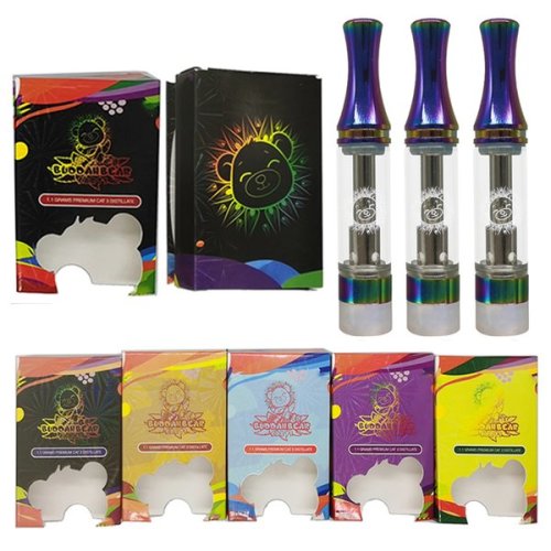 Buddah Bear Vape Cartridges Rinbow 0.8ml 1ml Empty Thick Oil Cartridge Glass Tanks Screw Tip 510 Thread Vapes Carts Atomizers Vaporizer Pens with Push Packaging Boxes