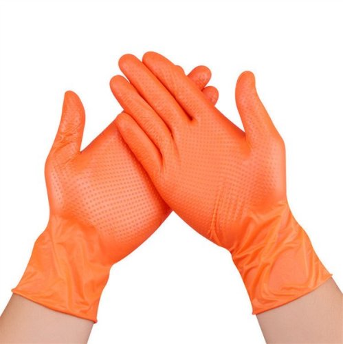 Disposable Orange Nitrile Gloves Non-medical Repair shop Sterile Colorful 50PCS