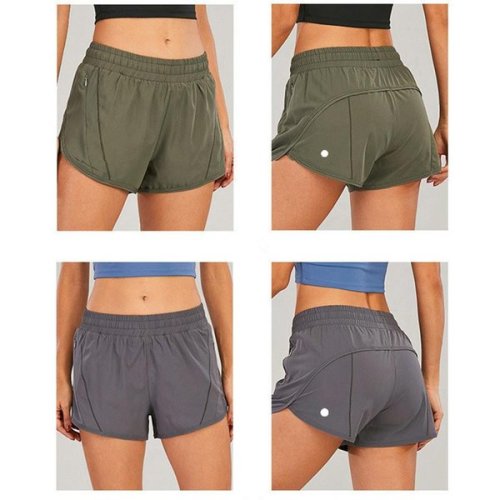 LL Women Yoga Outfits Short Mid-Rise Lined Running Shorts With Zipper Pocket Gym Ladies Casual Sportswear For Girls Exercise Fitness