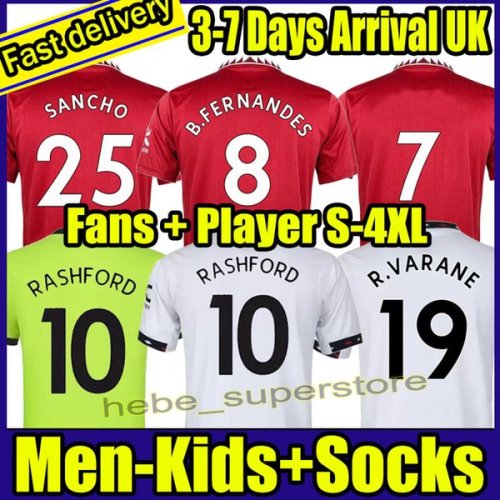 S-4XL 22 23 Man soccer jersey R.VARANE SANCHO POGBA MARTIAL 2022 2023 CHESter VAN DE BEEK RASHFORD GREENWOOD UTDS football shirt Kids Kits camiseta maillot