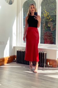 Topshop - Womens rust satin bias skirt, rust