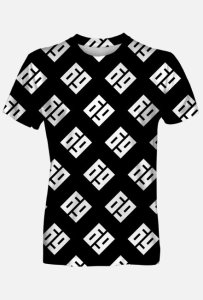 69 pattern big (koszulka męska fullprint) czarna 2-stronna