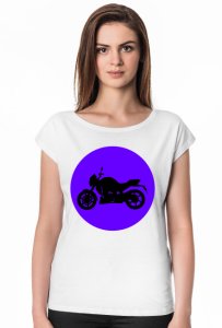 Damska koszulka z motocyklem fiolet