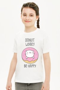 Koszulka dziewczęca donut worry be happy - biała