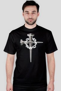 Krzyż z gwoździ i korona cierniowa - koszulka czarna