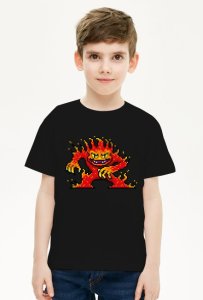 Pxl - Pixel art - ognista postać - styl retro - grafika inspirowana grą minecraft - chłopięca koszulka
