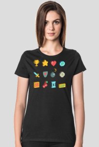 Pixel art - retro ikony z gier - 8 bit - damska koszulka